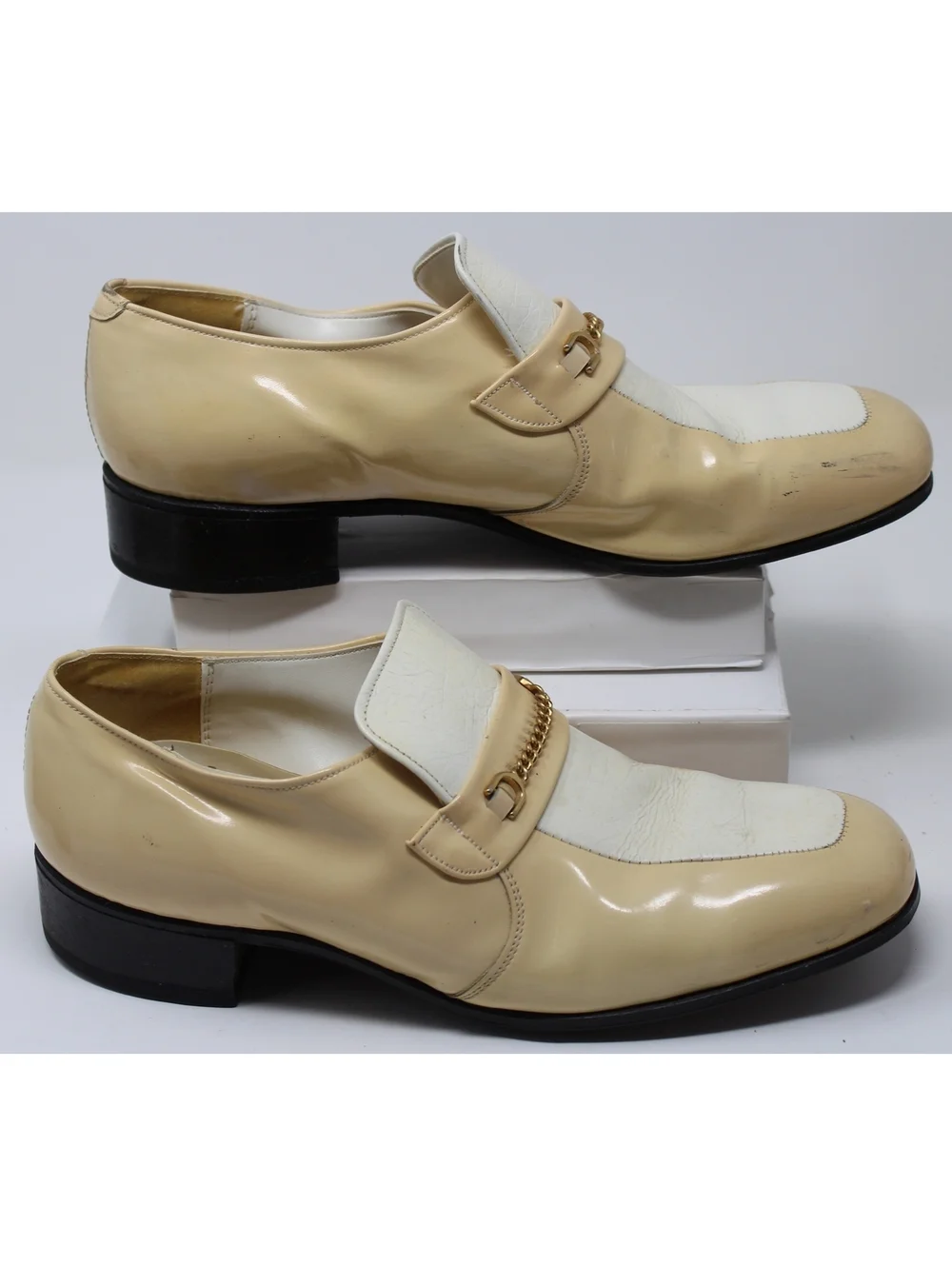 Vintage Weyenburg Men's Two Tone White & Cream Loafers Leather Shoes Size 8.5 D